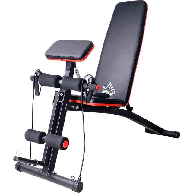 Foldable Adjustable Dumbbell Weight Lifting Sit Up Ab Bench Home Training Gym Incline Flat Multiuse Workout Exercise Fitness - HOMCOM | TJ Hughes Bla