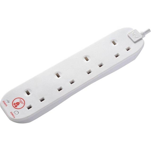 Masterplug SRG44N-MP 4 Way Surge Protected Extension Lead 4m 13 Amp Fused