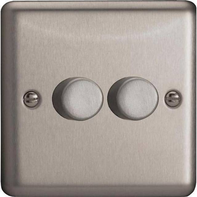Varilight Classic LED V-Pro 2 Gang Rotary Dimmer Switch Brushed Chrome