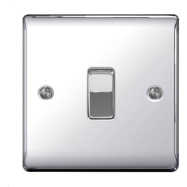BG Nexus Metal Polished Chrome Single Switch, 10Ax 2 Way - NPC12