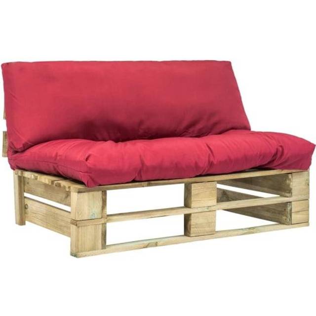 vidaXL Pallsoffa med dynor sandfärgad massiv furu