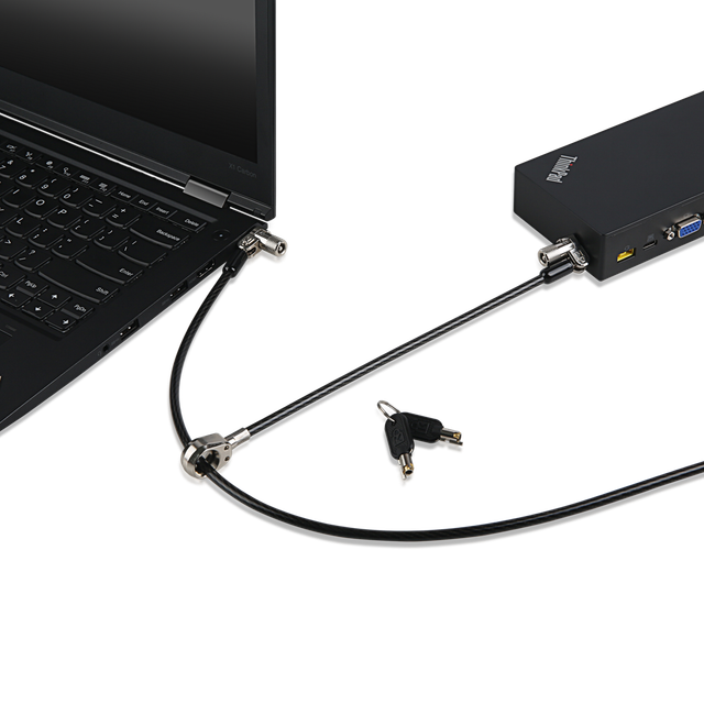 Kensington NanoSaver Twin Head Nano/MS 2.0 MasterKey - Lås för säkerhetskabel - svart - 2.4 m