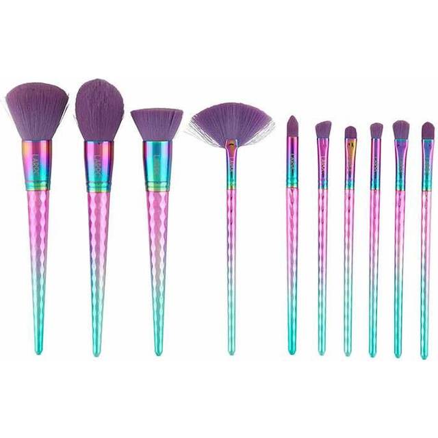 LaRoc 10 Piece Diamond Makeup Brush Set - Rainbow