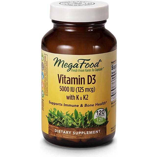 MegaFood Vitamin D3 Plus Vitamin K & K2 5000 IU (125 mcg) - 120 Capsules