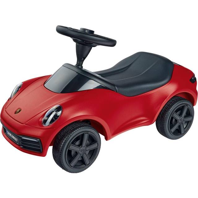 BIG Spielwarenfabrik 800056353 - Bobby Car Baby Porsche 911 - Extra Breda Däck med Original Fälgar, Högkvalitativt Tygsäte, Ratt med Mekanisk Tuta och Porsche Emblem