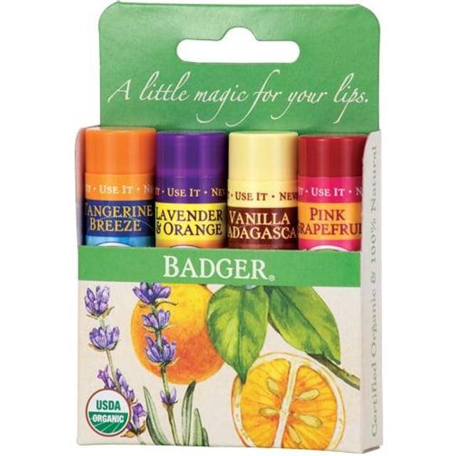 Badger Lip Balm Variety Pack 4 Lip Balm