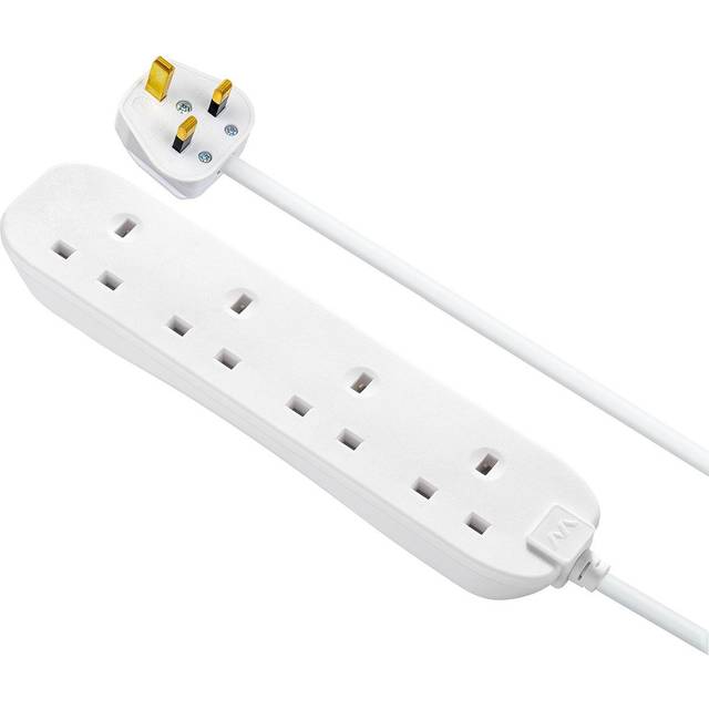Masterplug 4 Socket Extension with 2m Cable, White
