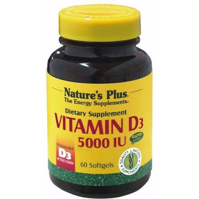 NaturesPlus, Vitamin D3, 125 mcg (5,000 IU), 60 Softgels