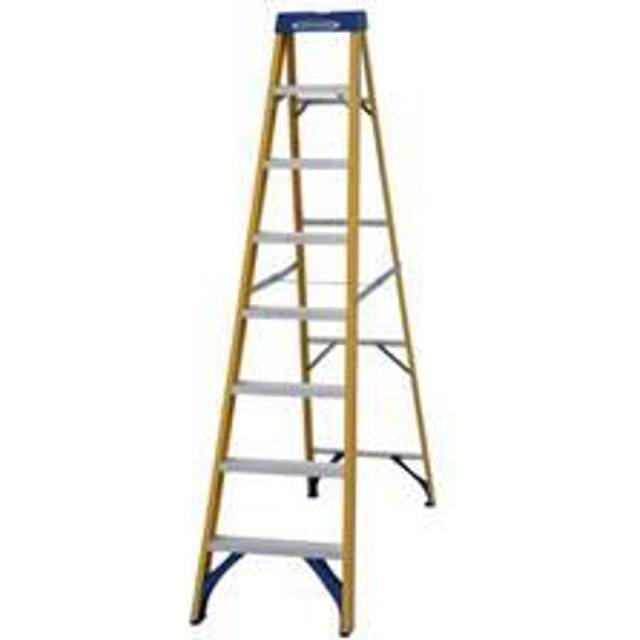 Abru Fibreglass Swingback Step Ladder 8 Tread Yellow