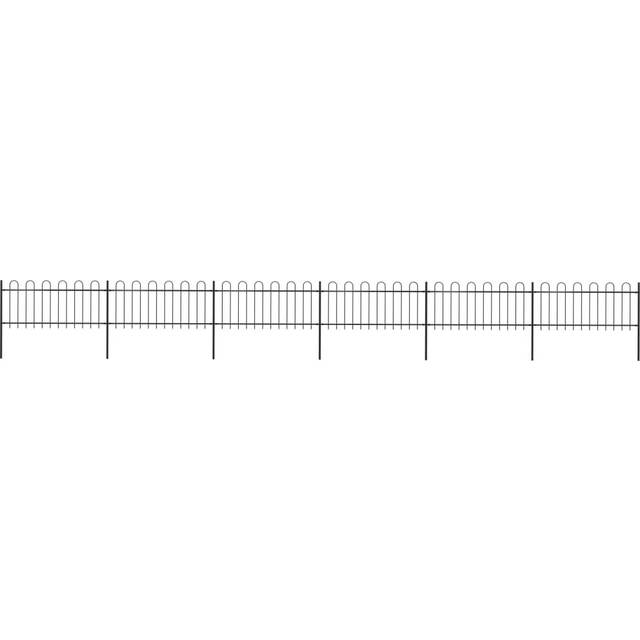Vidaxl Garden Fence With Hoop Top Steel 10.2x0.8 M Black