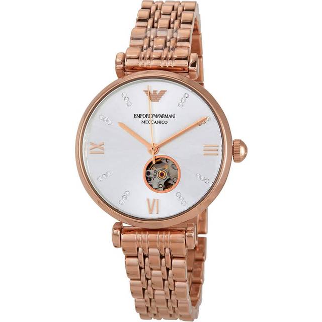 Women's Emporio Armani AR60023 Gianni T-Bar Automatic Ladies Watch - White