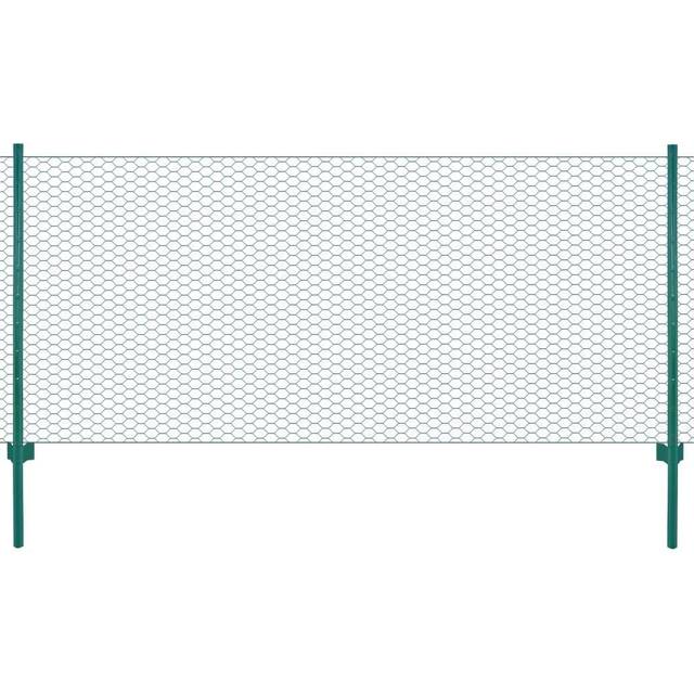 vidaXL Wire Mesh Fence with Posts Steel 25x0.75 m Green