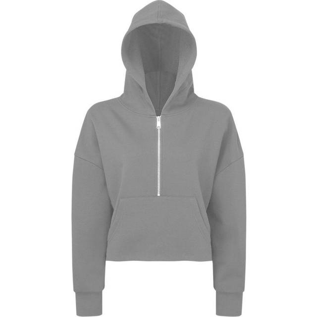 TriDri Womens Half Zip Hoodie - Heather Grey - 14-16