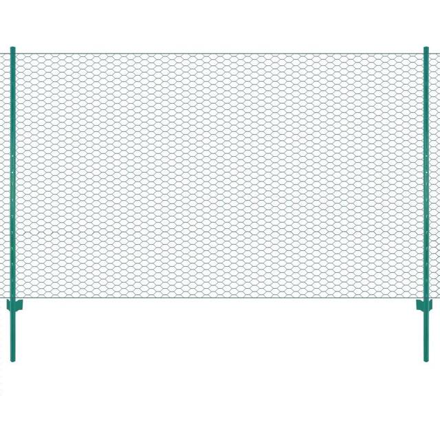 vidaXL Wire Mesh Fence With Posts Steel 25X2 M Green, Green
