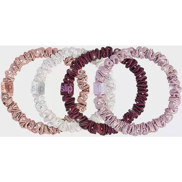 Slip Silk Crystal Skinnie Scrunchies in Manhattan Nights - 100% Pure 22 Momme Mulberry Silk Scrunchies for Women - Hair-Friendly Silk Scrunchies - Lux