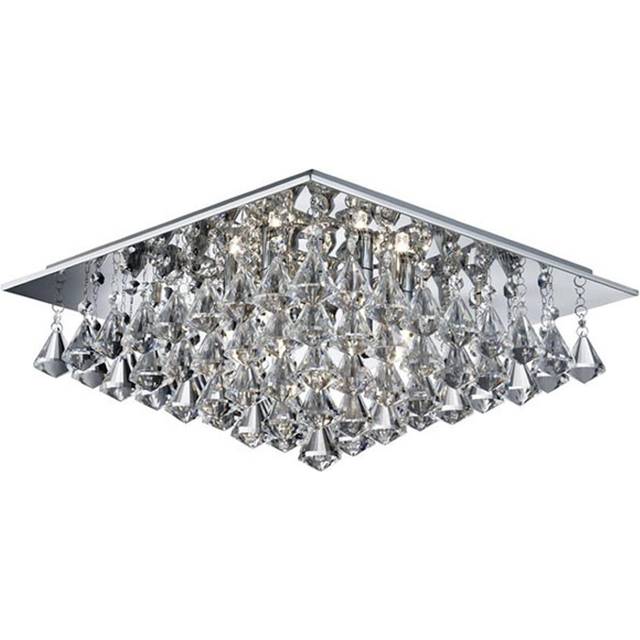 Searchlight 7306-6CC Hanna - 6 Light Square Flush Ceiling Chrome Clear