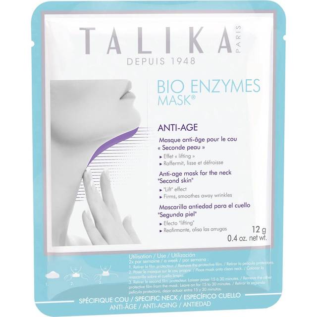 Talika Bio Enzymer mask anti-ålder hals – utjämning anti-åldrande mask – Biocellulose fuktgivande nackmask – andra hudeffekt skönhetsmask, 12 g