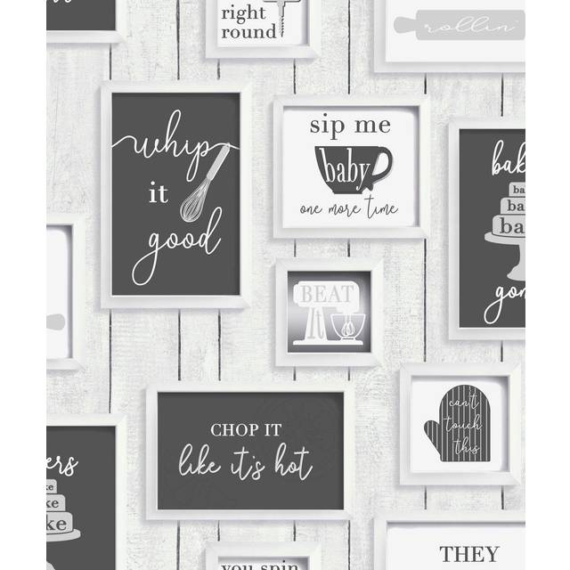 Contour Framed Quotes Black and White Wallpaper - Contour Wallpaper - 0.1 x 52 x 1000cm