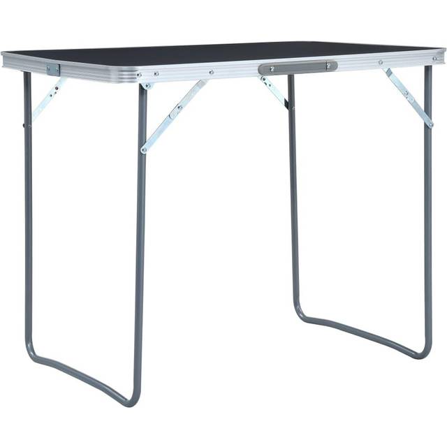 vidaXL Foldable Camping Table with Metal Frame 80x60cm Grey Portable Table