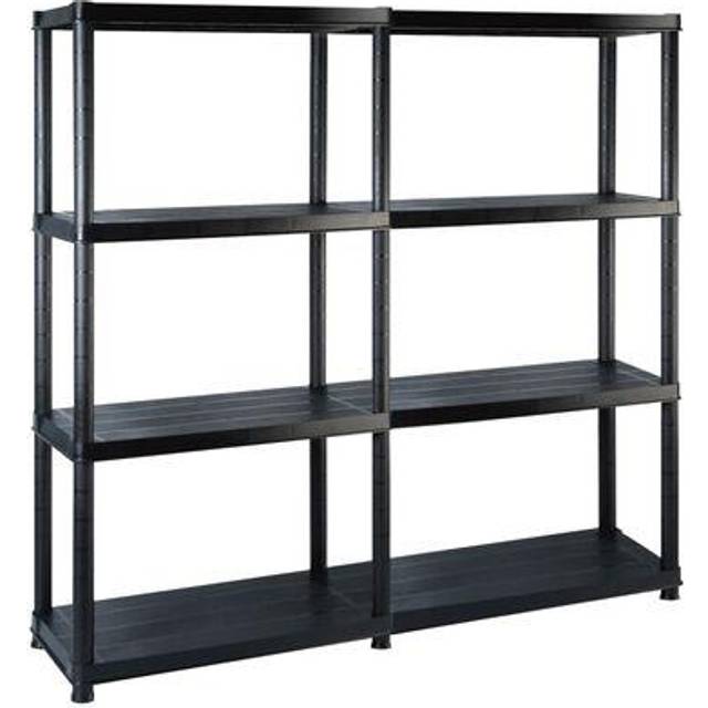 vidaXL Storage Shelf 4-Tier Black 122x30.5x130 cm Plastic