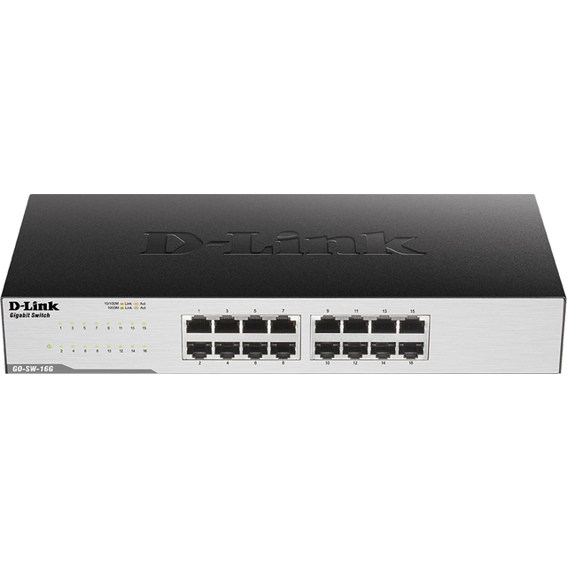 D-Link GO-SW-16G Unmanaged L2 Gigabit Ethernet (10/100/1000) 1U Black