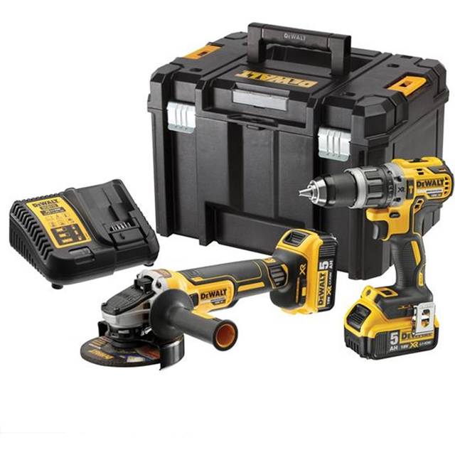 DeWalt DCK2080P2T Cordless 18V XR Brushless 2 Piece Kit DCD796N DCG405N with 2x 5Ah Batteries, Charger and Carry Case