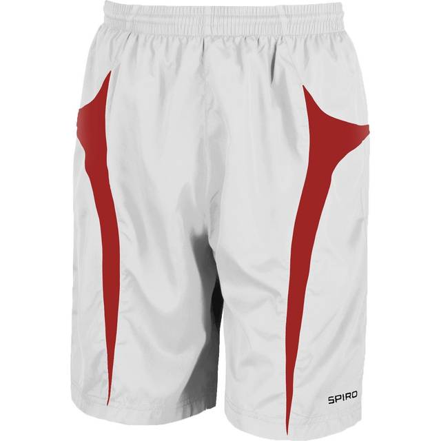 (XS, White/Red) Spiro Mens Micro-Team Sports Shorts