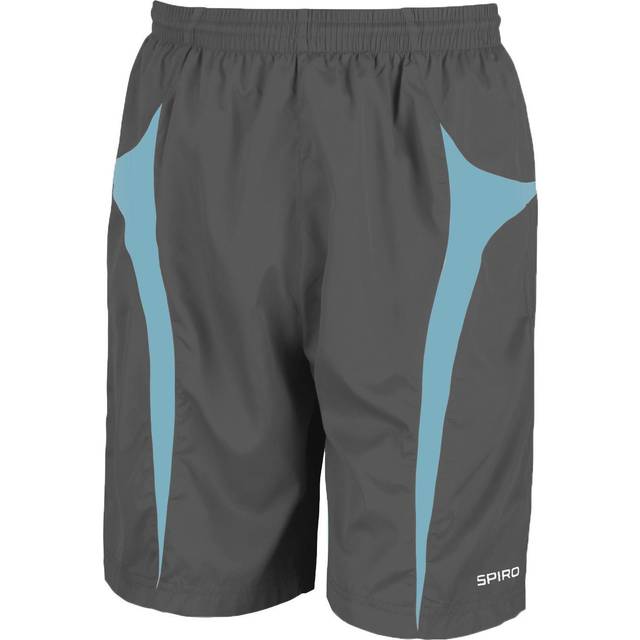 (2XL, Grey/Aqua) Spiro Mens Micro-Team Sports Shorts
