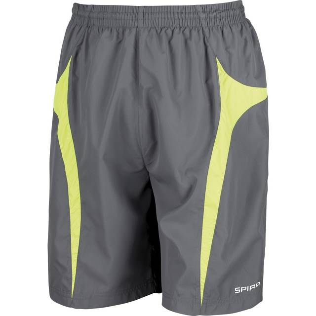 (2XL, Grey/Lime) Spiro Mens Micro-Team Sports Shorts