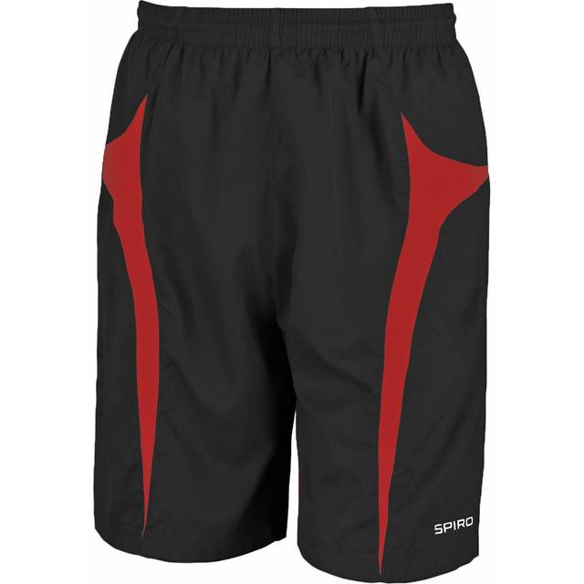 (S, Black/Red) Spiro Mens Micro-Team Sports Shorts