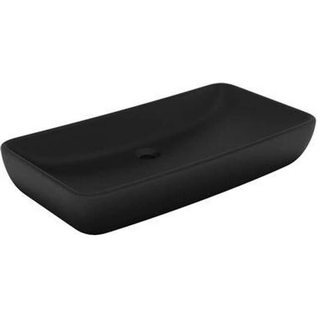 vidaXL Luxury Basin Rectangular Matt Black 71x38 cm Ceramic