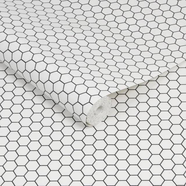 Contour Antibac Hexagon Lattice White Wallpaper - Contour Wallpaper - 0.1 x 52 x 1000cm