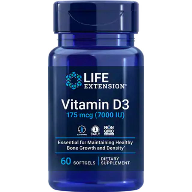 Life Extension  Vitamin D3  175 mcg (7 000 IU)  60 Softgels