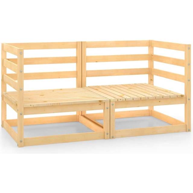vidaXL Garden Corner Sofas 2 pcs Solid Wood Pine - Brown