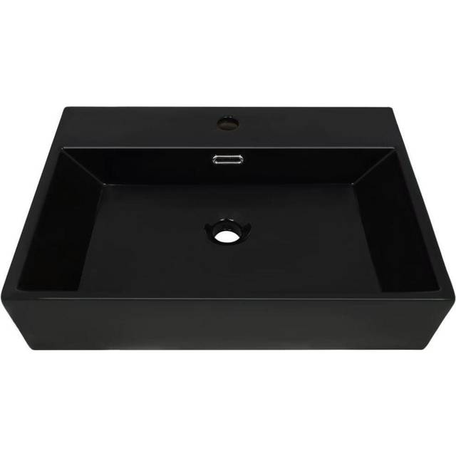 vidaXL Basin with Faucet Hole Ceramic Black 76x42.5x14.5cm Bathroom Wash Sink