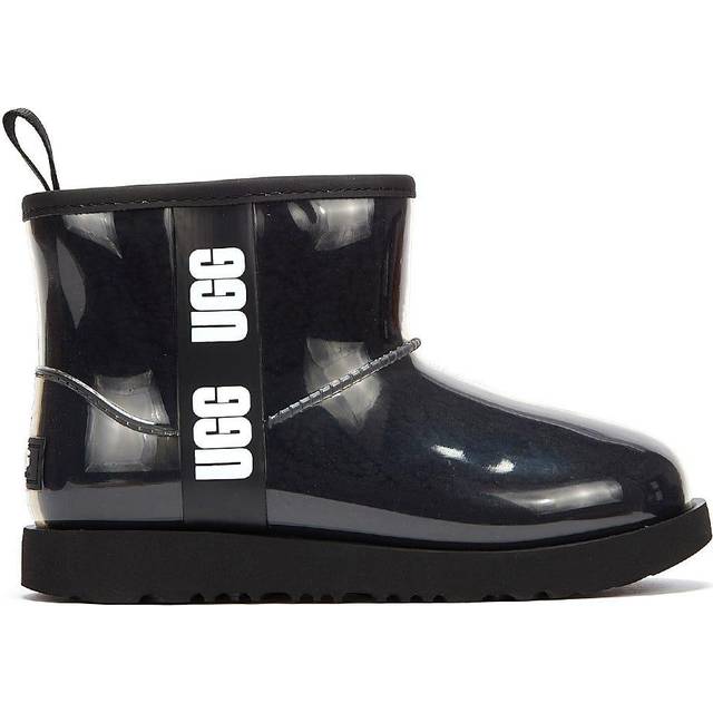 UGG Classic Clear Mini II Large LOGO Fleece Lined Big Boys Black - BLACK - 4