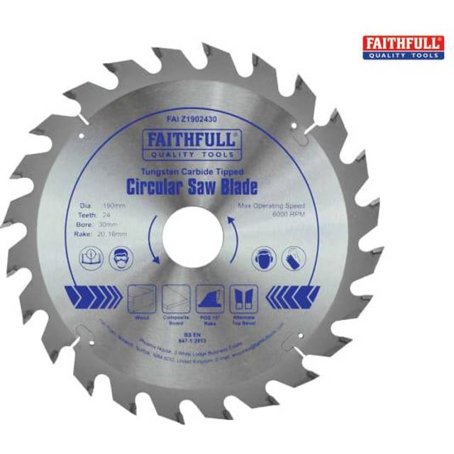 Faithfull Fast Rip TCT Circular Saw Blade 190mm 12T 30mm