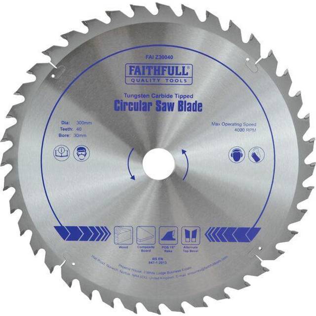 Faithfull Fine Cross Cut TCT Circular Saw Blade 300mm 40T 30mm