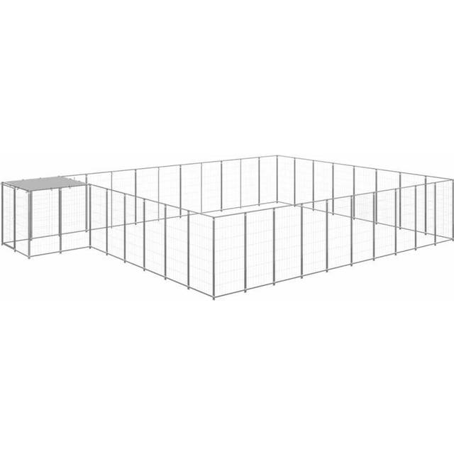 vidaXL Dog Kennel Silver 25.41 m² Steel