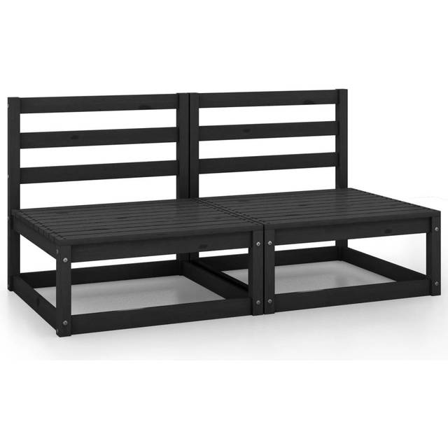 vidaXL Garden 2-Seater Sofa Black Solid Pinewood