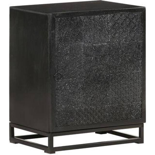 vidaXL Bedside Cabinet Black 40x30x50 cm Solid Acacia and Mango Wood