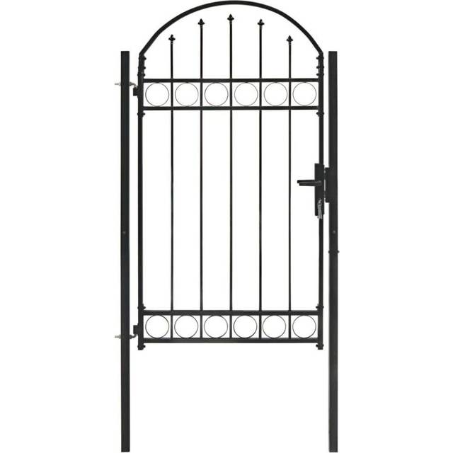 vidaXL Fence Gate with Arched Top Steel 100x175 cm Black