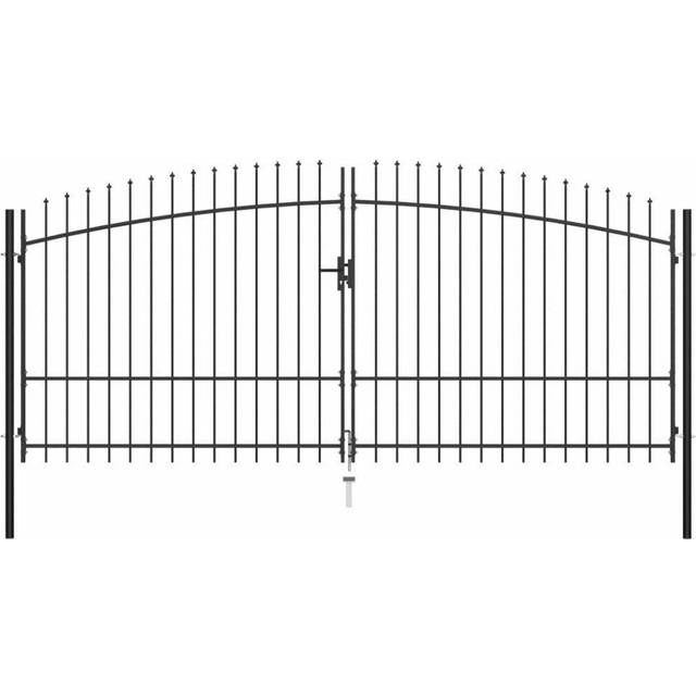vidaXL Double Door Fence Gate with Spear Top 400x225 cm - Black