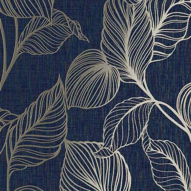 Boutique Royal Palm Sapphire Wallpaper - Boutique Wallpaper - Blue - 0.1 x 52 x 1000cm