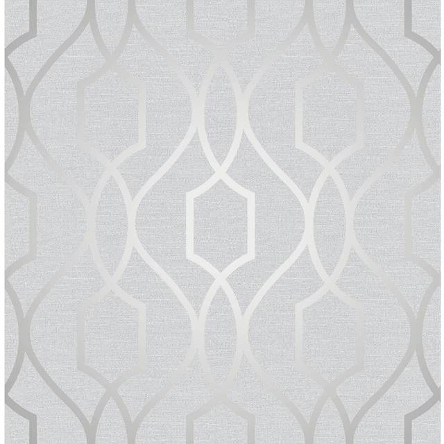 10m x 53cm Wallpaper Roll - Silver (1,000cm L X 52cm W)