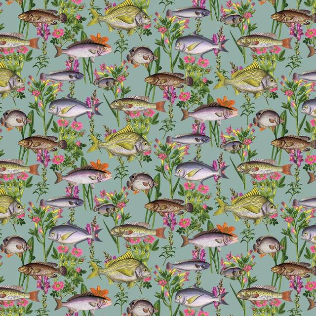 Holden DÃ©cor Lagoon Fish Pattern Wallpaper Sea Life Aquarium Marine Flowers Roll[TEAL 12171]