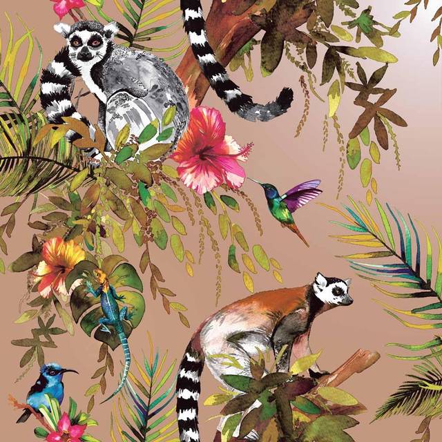 Holden Decor Lemur Rose Gold Wallpaper - Multi