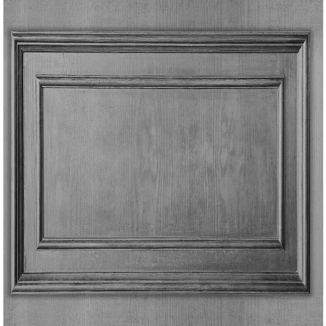 FRESCO WOOD PANELLING GREY WALLPAPER, Grey
