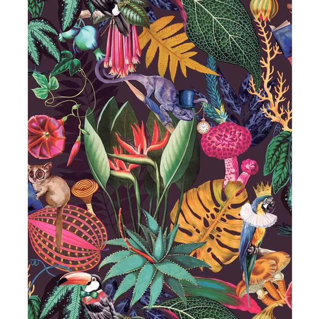 Holden Decor Wonderland Plum Wallpaper - Purple
