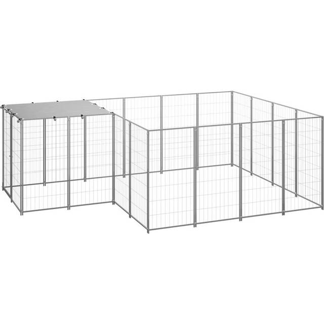 vidaXL Hundgård svart 6,05 m² stål